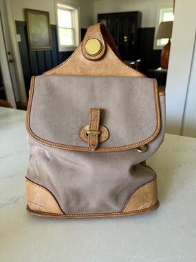 VINTAGE Dooney & Bourke Tan Canvas Cabriolet backpack purse